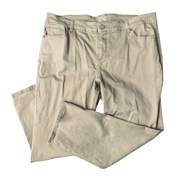 Terra & Sky Pants - Terra & Sky Straight Jeans Womens 18W Petite Beige Cotton Blend Hi-Rise Zip Fly